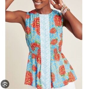 Farm Rio zinnia smocked blouse tank